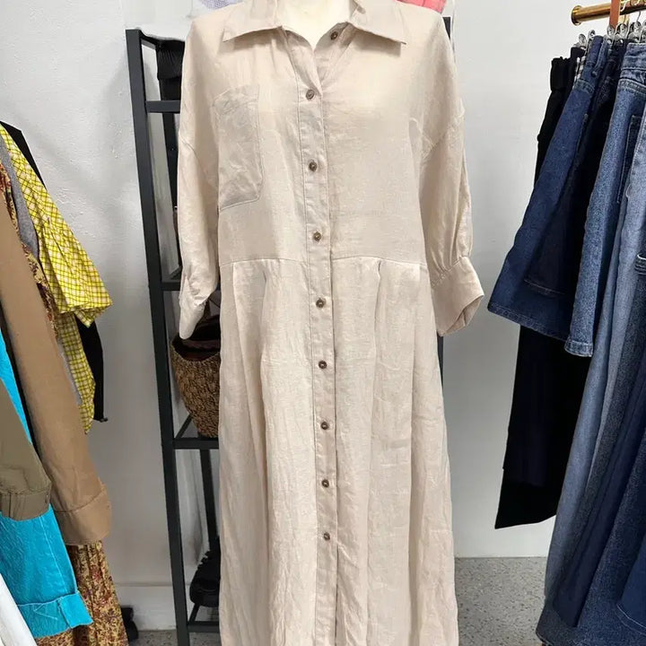 [BUNJANG] Paul &amp; Joe Ivory Linen Long Dress / 폴앤조 아이보리 린넨 롱 원피스