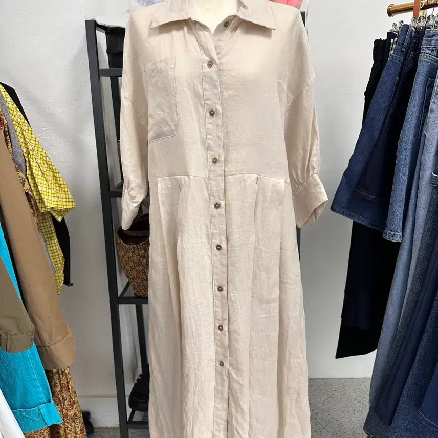 [BUNJANG] Paul &amp; Joe Ivory Linen Long Dress / 폴앤조 아이보리 린넨 롱 원피스