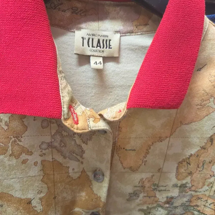 [BUNJANG] T-CLASSE World Map Pattern Short Sleeve Polo Shirt / T-CLASSE 세계지도 패턴 반팔 카라티