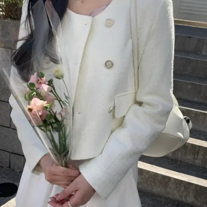 [BUNJANG] Ondemin Tweed Jacket Ivory / 온드민 트위드 자켓 아이보리