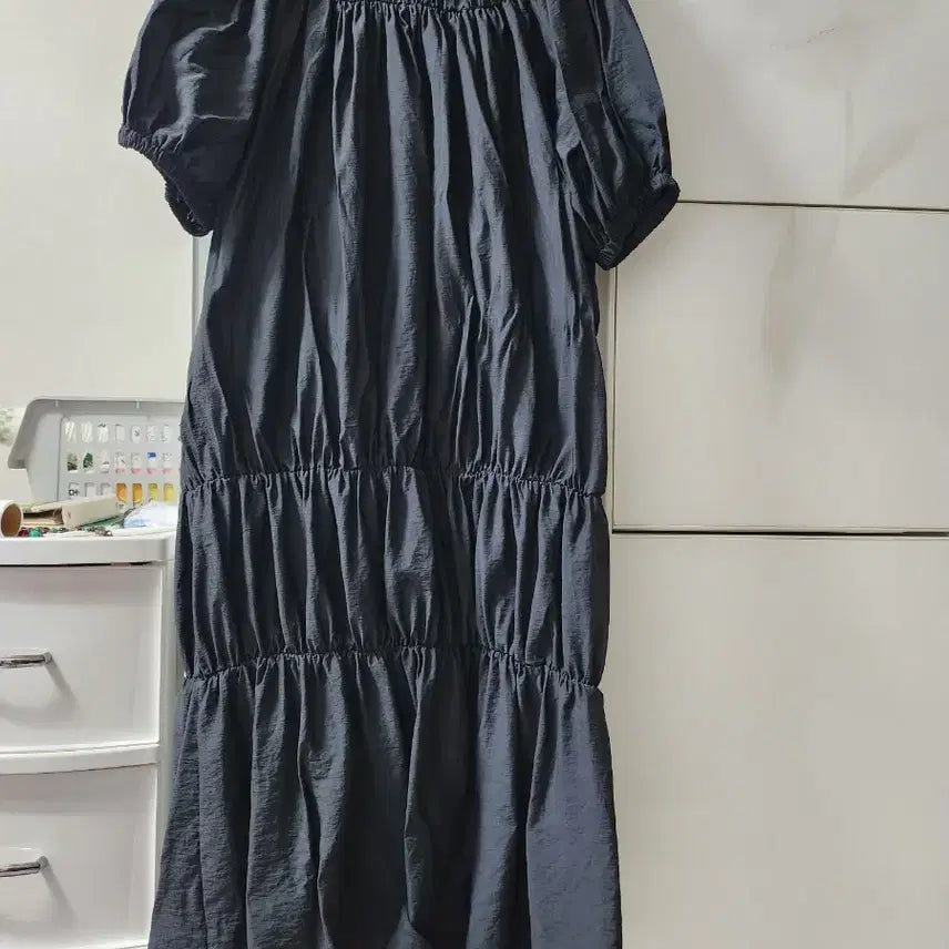[BUNJANG] Black Round Collar Long Dress / 검정색 둥근 카라 롱 원피스