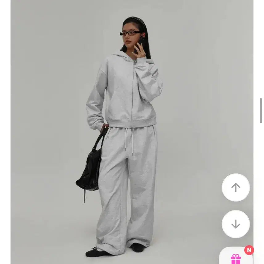 [BUNJANG] Black Up Wide Pants Melange White / 블랙업 와이드 팬츠 멜란지화이트