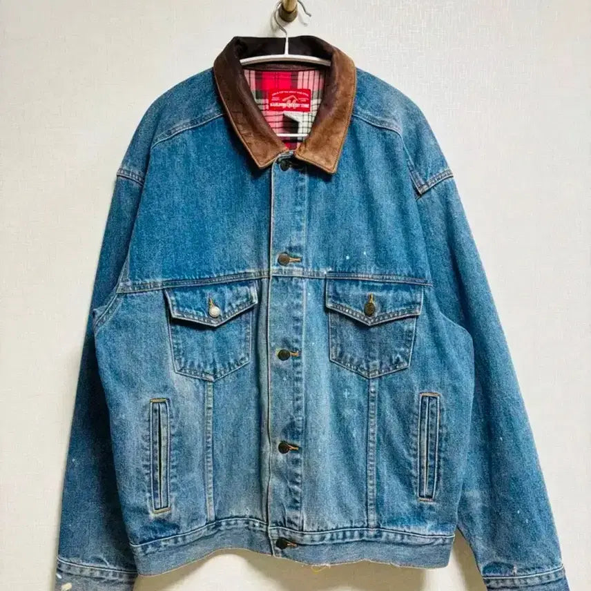 [BUNJANG] Marlboro Country Leather Trim Denim Jacket L / 말보로 컨트리 자켓 L