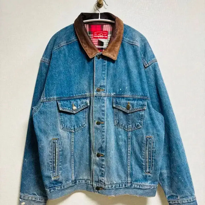 [BUNJANG] Marlboro Country Leather Trim Denim Jacket L / 말보로 컨트리 자켓 L