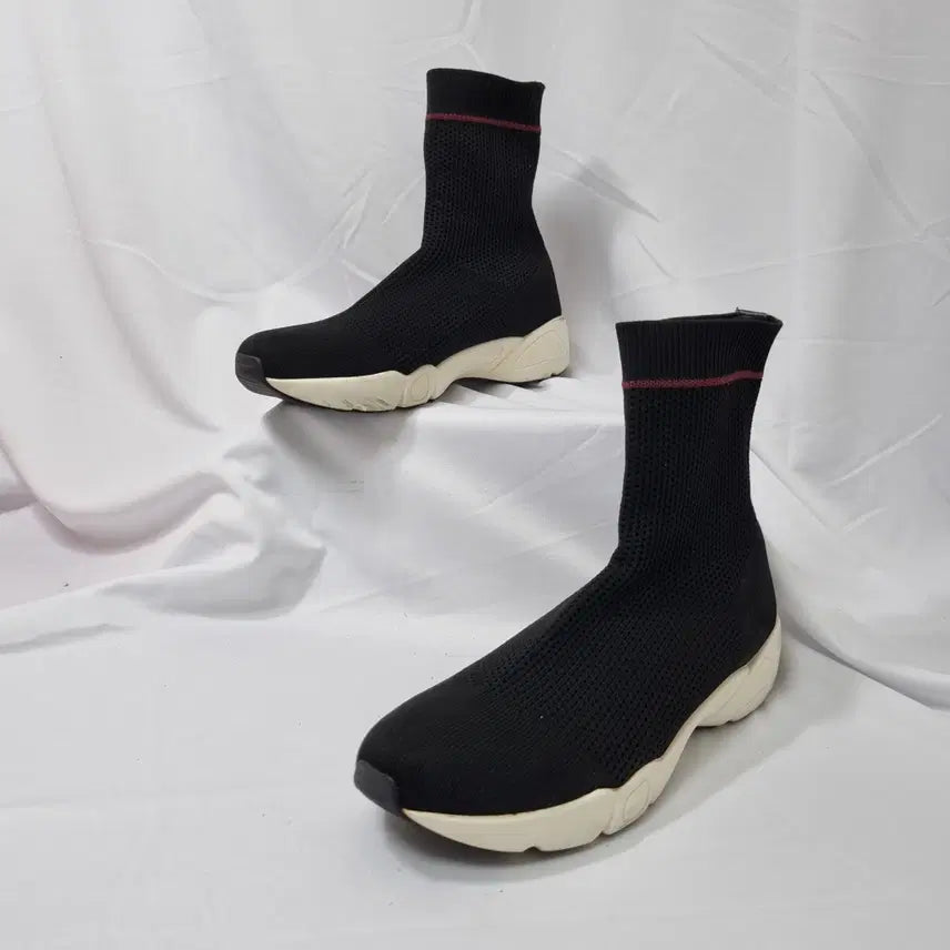 [BUNJANG] Vintage Harseo 250 Knit High-Top Socks Sneakers / 빈티지하서 250 구호 니트 하이탑 삭스 스니커즈