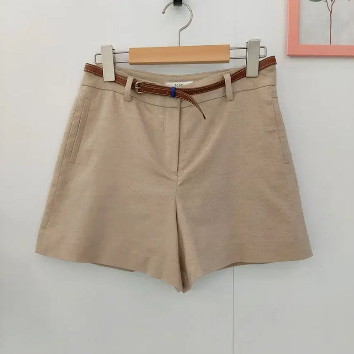 [BUNJANG] Jook Beige Linen Blend Shorts Set with Belt (Size 55) / 주크  베이지 반바지 + 벨트 세트 55