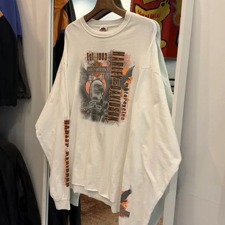 [BUNJANG] Harley-Davidson American Eagle Cut-off Long Sleeve T-Shirt / Harley-Davidson 할리데이비슨 아메리칸 이글 컷오프 롱슬리브