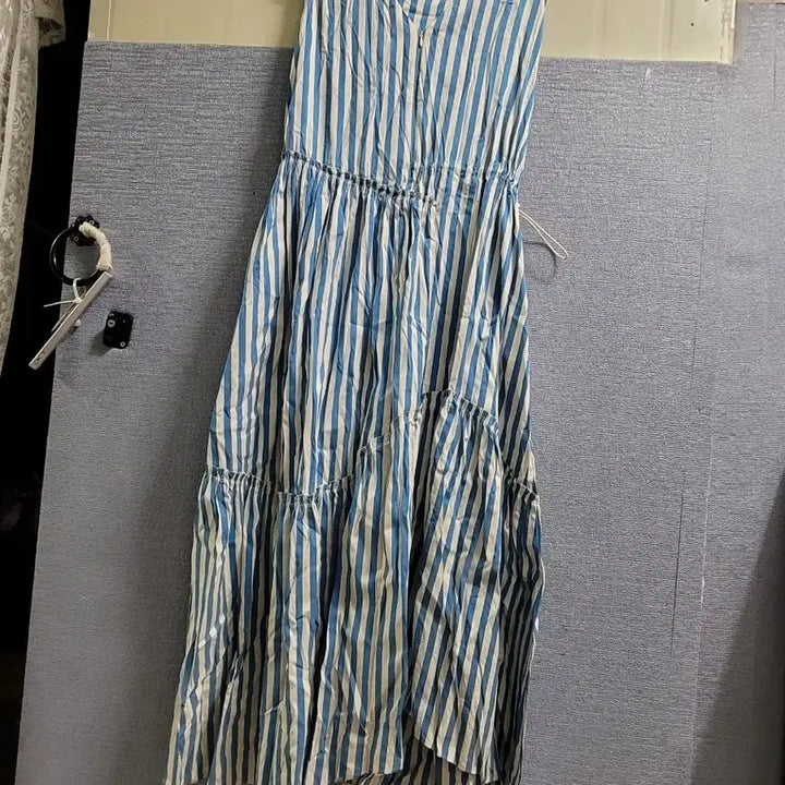 [BUNJANG] Blue Stripe Long Dress / 블루 스트라이프 롱 원피스