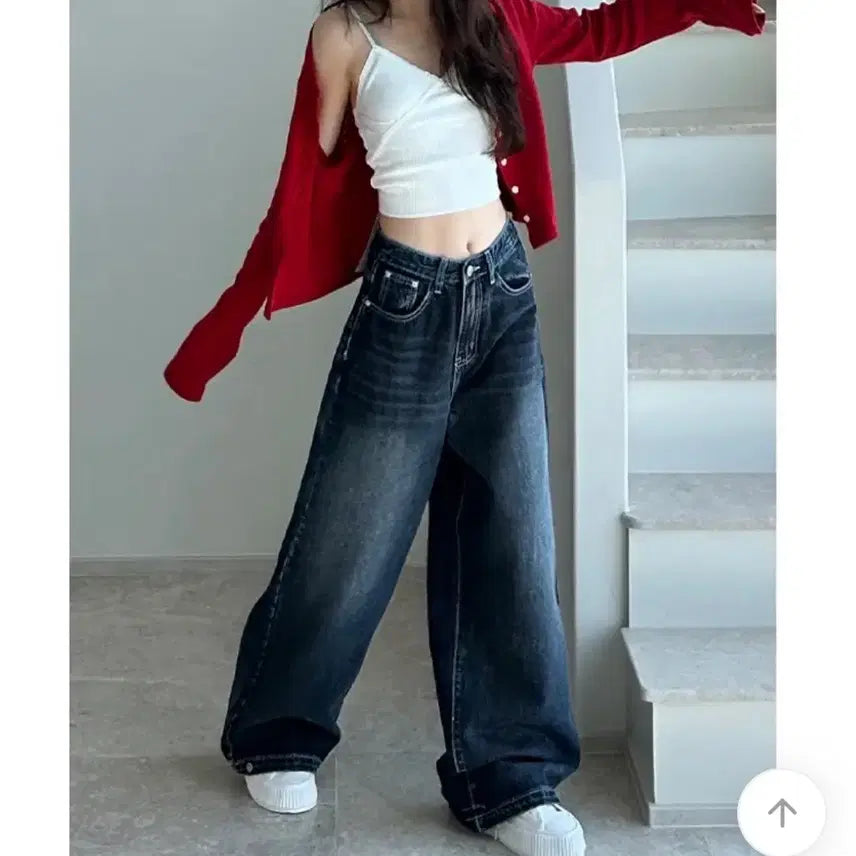 [SOLD OUT] 에이블리 와이드 워싱 데님팬츠