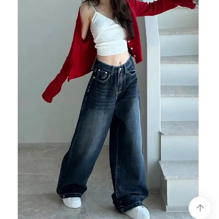 [SOLD OUT] 에이블리 와이드 워싱 데님팬츠