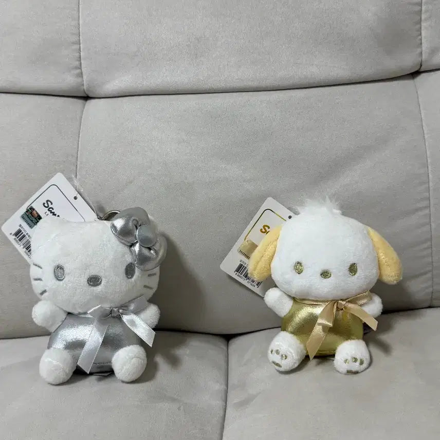 [BUNJANG] Silver Kitty Gold Pochacco Bag Charm Keychain Plush / 실버 키티 / 골드 포차코 가방걸이 키링 인형 판매해요
