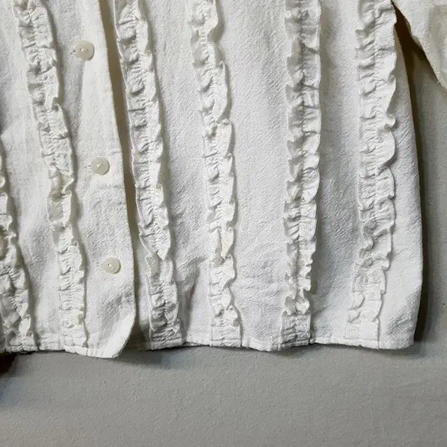 [BUNJANG] MUSSY Cropped Blouse White Cotton / MUSSY 크롭 블라우스 화이트