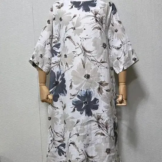 [BUNJANG] Flower Pattern Linen Maxi Dress / 플라워 패턴 린넨 원피스