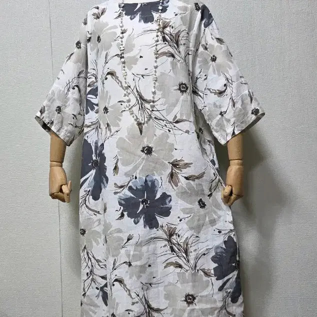 [BUNJANG] Flower Pattern Linen Maxi Dress / 플라워 패턴 린넨 원피스