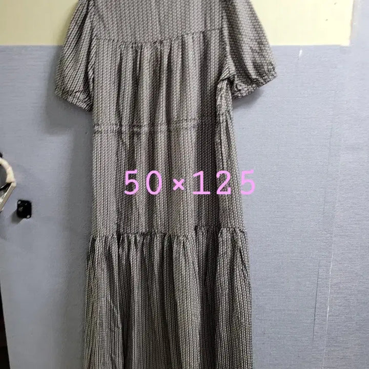 [BUNJANG] Patterned Short-Sleeve Long Dress / 패턴 반팔 롱 원피스