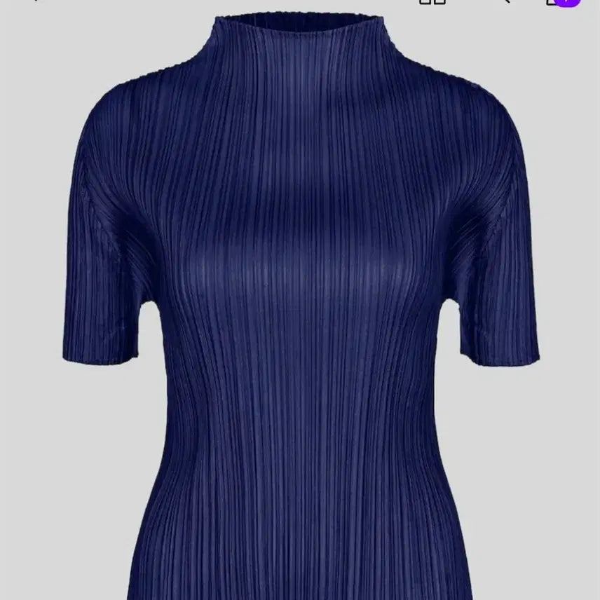 [BUNJANG] Pleats Please Mock Neck Top Blouse Beige / 플리츠플리즈 신상 반목탑