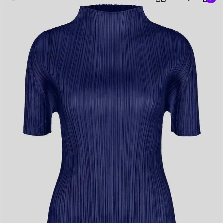 [BUNJANG] Pleats Please Mock Neck Top Blouse Beige / 플리츠플리즈 신상 반목탑