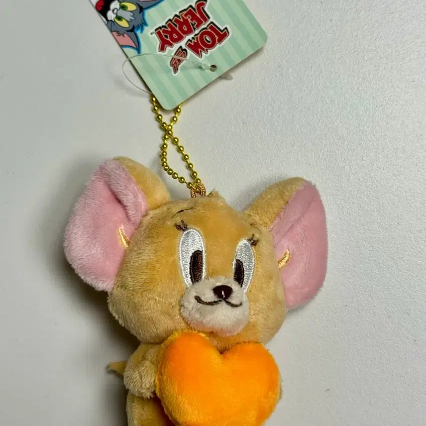 [BUNJANG] Tom and Jerry Heart Jerry Plush Keychain 8cm / 톰과 제리 하트 제리 인형 키링 8cm 새상품