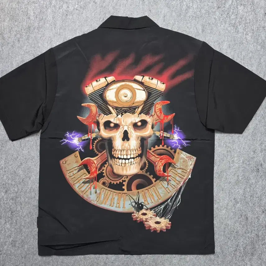 [BUNJANG] Dragon Fly Blood Sweat Gears Skull T-Shirt / 드래곤 플라이 블러드 스웨트 기어스 스컬 반팔 셔츠 L