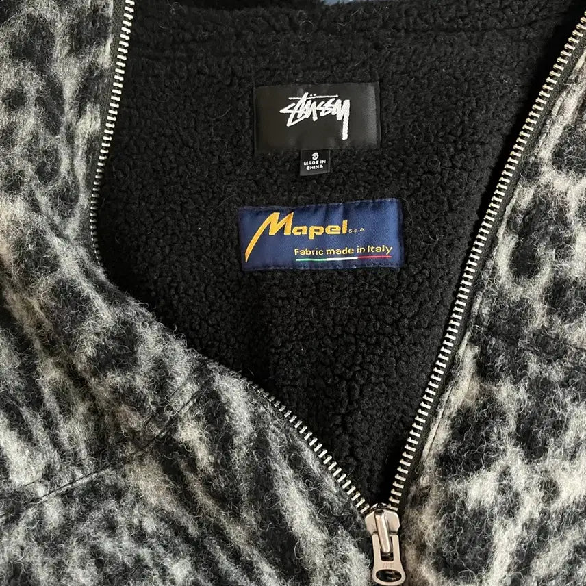 [BUNJANG] Stussy Leopard Hooded Work Jacket / 스투시 레오파드 후드 워크 자켓