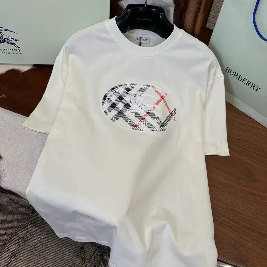 [BUNJANG] Burberry Big Logo Check Cotton T-Shirt / 버버리 반팔티 티셔츠 면티 빅로고 체크 여름 올해구매