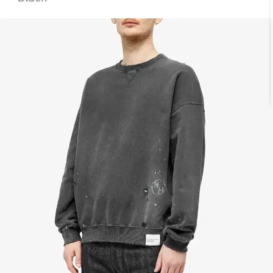 [BUNJANG] Neighborhood Damaged Black Sweatshirt L / 네이버후드 데미지 블랙 맨투맨 L