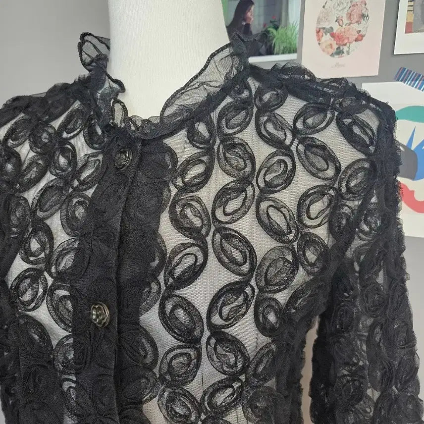 [BUNJANG] Black Lace Blouse Jacket / 블랙 레이스 블라우스 자켓