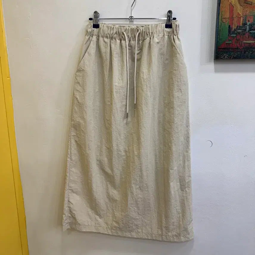 [BUNJANG] Natural Cotton String Skirt Cream Beige / 로잉 밴딩 롱스커트 크림베이지 / 내추럴 코튼 스트링 스커트