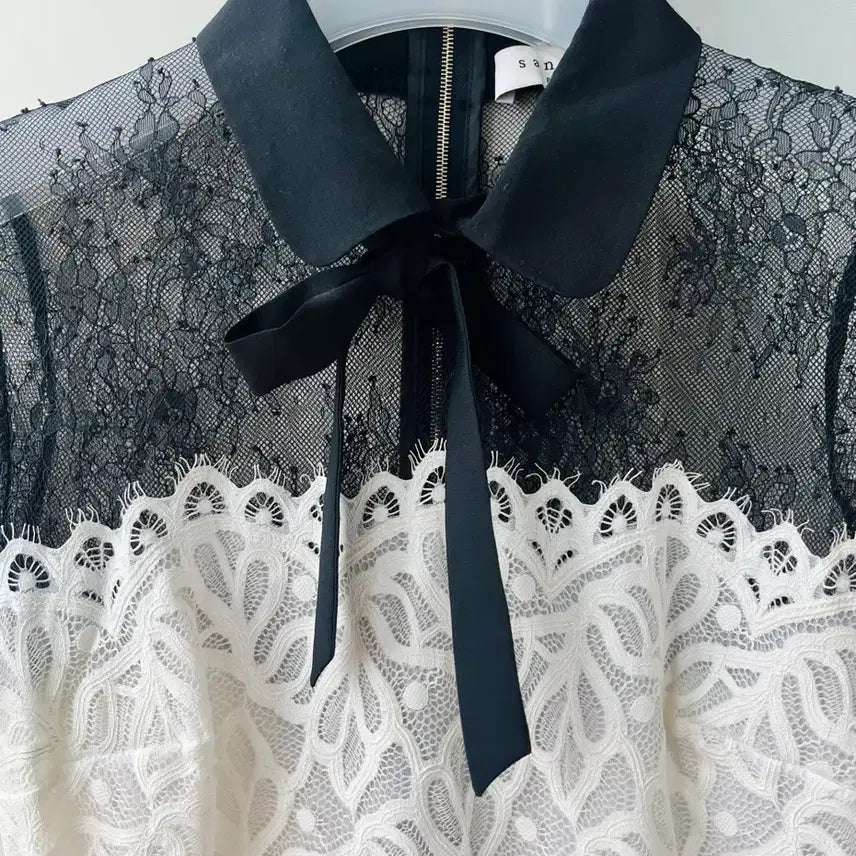 [BUNJANG] Sandro Rozen Two-Tone Lace Dress Size 1 / Sandro 산드로 로젠 레이스원피스