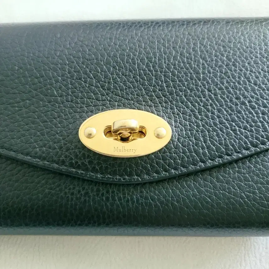 [BUNJANG] Mulberry Medium Wallet Black Leather Gold Logo / 멀버리 중지갑