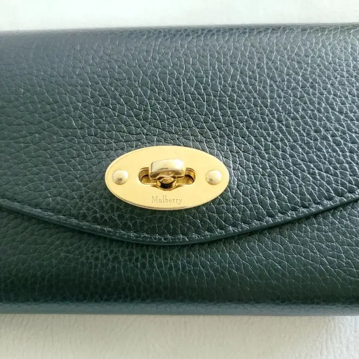 [BUNJANG] Mulberry Medium Wallet Black Leather Gold Logo / 멀버리 중지갑