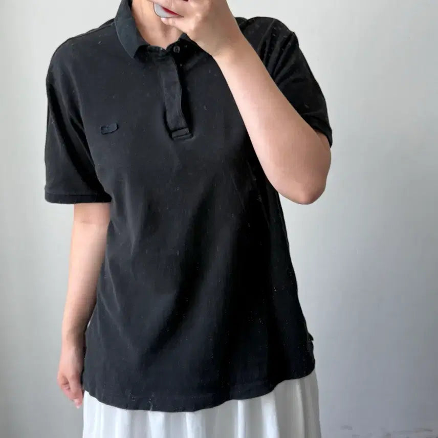 [BUNJANG] Lacoste Black Short Sleeve Polo Shirt / [L] 라코스테 블랙 반팔 카라티