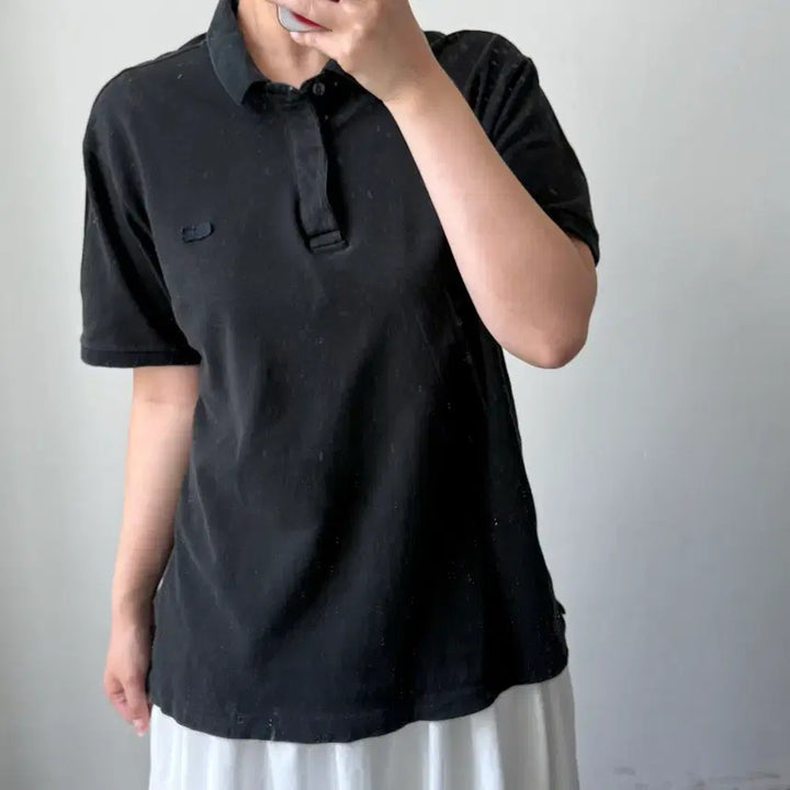 [BUNJANG] Lacoste Black Short Sleeve Polo Shirt / [L] 라코스테 블랙 반팔 카라티