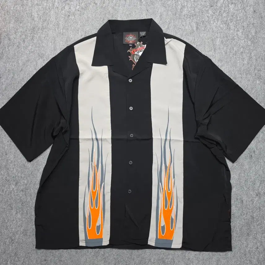 [BUNJANG] Dragon Fly Flame Short Sleeve Shirt 2XL / 드래곤 플라이 불꽃 플레임 반팔 셔츠 2XL