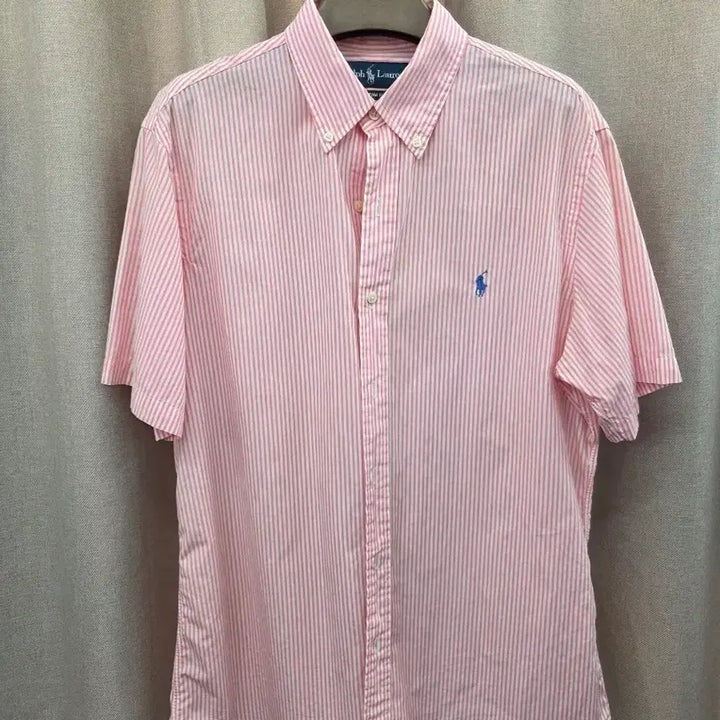 [BUNJANG] Polo Ralph Lauren Pink Stripe Short Sleeve Shirt / 폴로 랄프로렌 핑크 스트라이프 반팔 셔츠