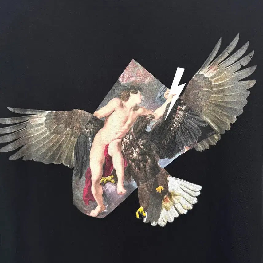 [BUNJANG] Neil Barrett Ruben Eagle Printing Black T-shirt / NEIL BARRETT 닐바렛 RUBEN EAGLE 프린팅 블랙 티셔