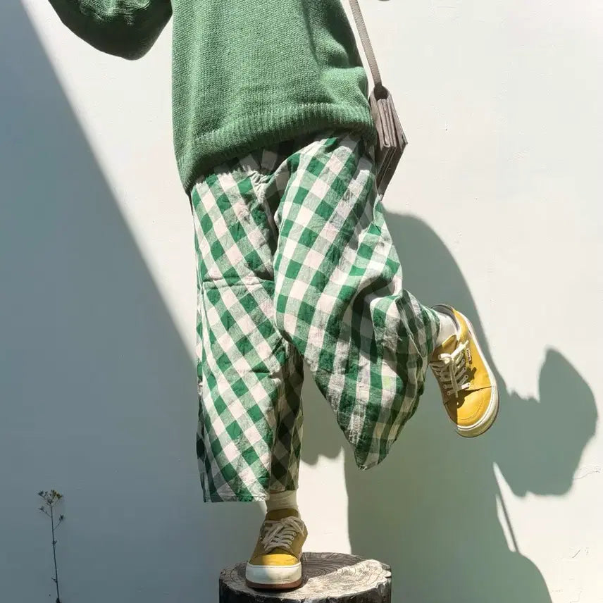 [BUNJANG] Yohji Yamamoto WY-P041 Linen Check Hakama Pants / 요지야마모토 와이즈 린넨 체크 하카마 팬츠