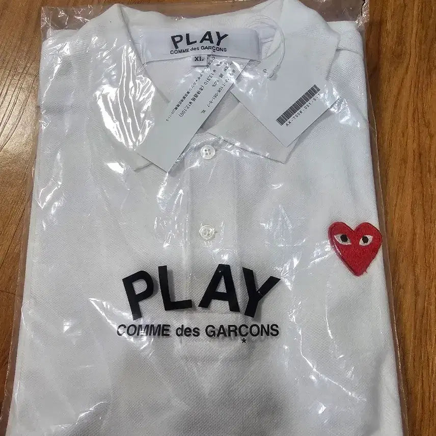 [BUNJANG] Comme des Garçons PLAY White Polo Shirt XL / 꼼데가르송 플레이 화이트 폴로티 XL 새상품