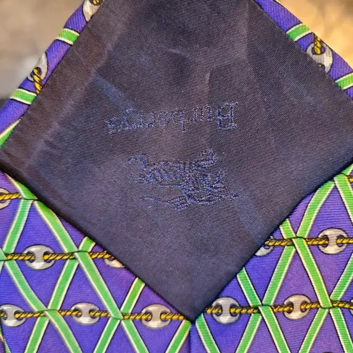 [BUNJANG] Burberry Pattern Necktie Blue/Green / 버버리 패턴 넥타이 블루/그린