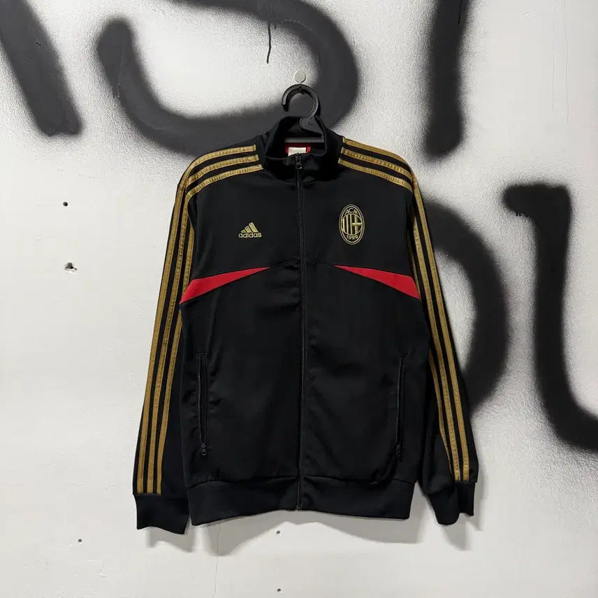 [BUNJANG] Adidas AC Milan Gold Black Zip-Up Jersey Jacket / 아디다스 AC밀란 골드 블랙 집업 져지 자켓