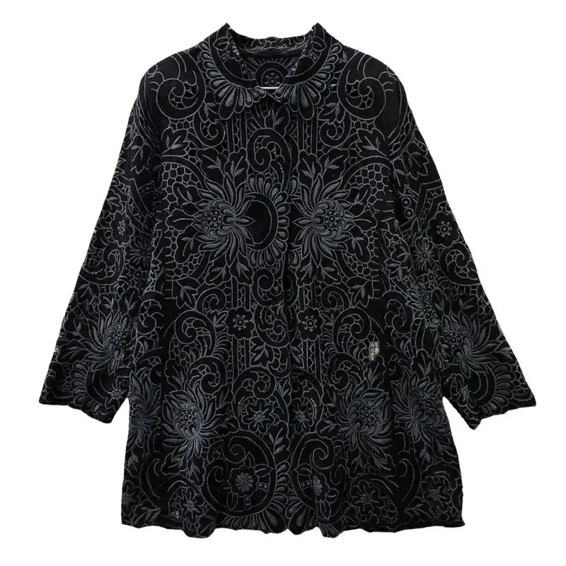 [BUNJANG] Vintage Avant-garde Oriental Ethnic Black Blouse Jacket L / 빈티지 아방가르드 오리엔탈 에스닉 블랙 블라우스 자켓 L
