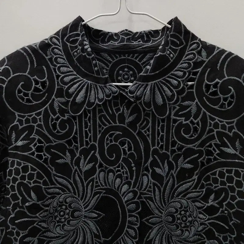 [BUNJANG] Vintage Avant-garde Oriental Ethnic Black Blouse Jacket L / 빈티지 아방가르드 오리엔탈 에스닉 블랙 블라우스 자켓 L