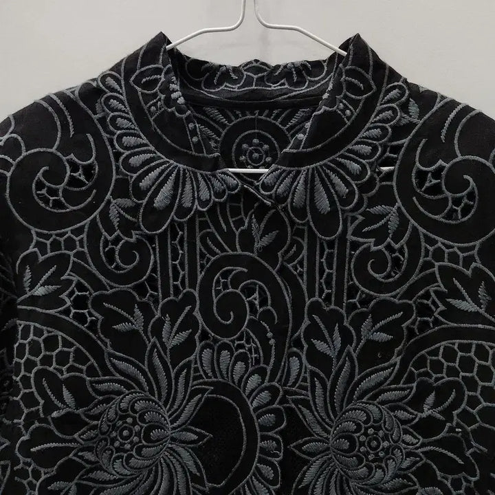 [BUNJANG] Vintage Avant-garde Oriental Ethnic Black Blouse Jacket L / 빈티지 아방가르드 오리엔탈 에스닉 블랙 블라우스 자켓 L