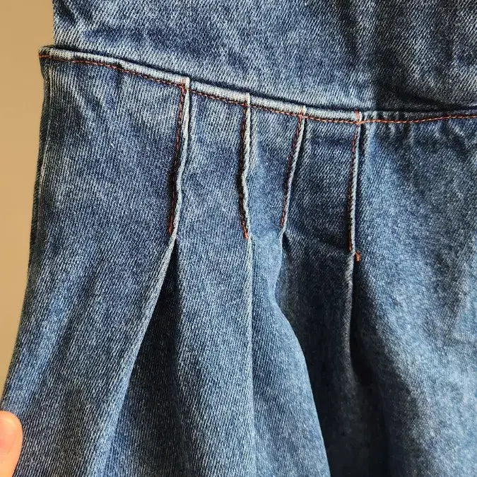 [BUNJANG] Denim Dungaree Flare Skirt / 동대문디자인데님 멜빵 플레어 스커트