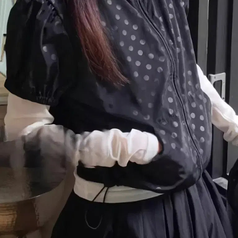 [BUNJANG] Polka Dot Hooded Jacket / 여름 반팔 도트 후드 자켓