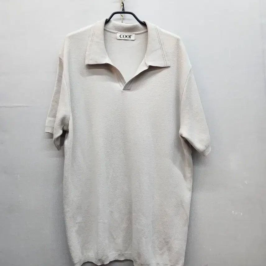 [BUNJANG] coor Cotton Knit Open Short Sleeve Collar T-shirt XL / 쿠어 coor 코튼 니트 오픈 반팔카라 XL)