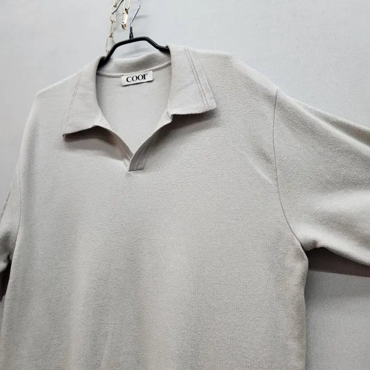 [BUNJANG] coor Cotton Knit Open Short Sleeve Collar T-shirt XL / 쿠어 coor 코튼 니트 오픈 반팔카라 XL)