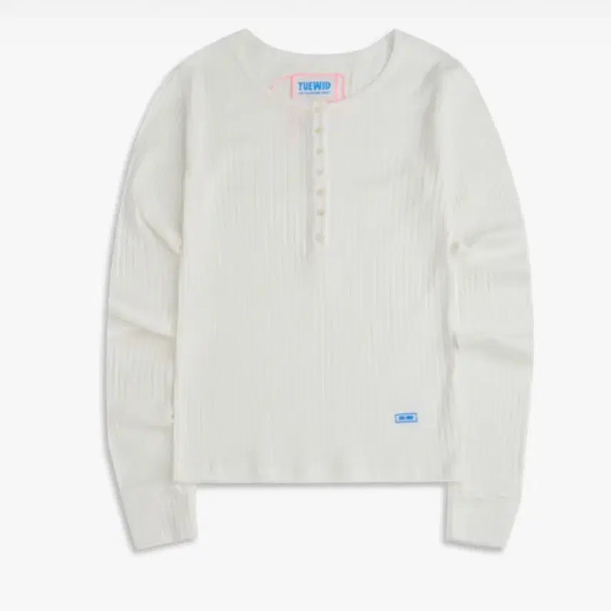 [BUNJANG] Tuewid Mini Henly Neck Long Sleeve T-Shirt White / 투위드 tuewid 미니 헨리넥 긴팔 티셔츠 화이트