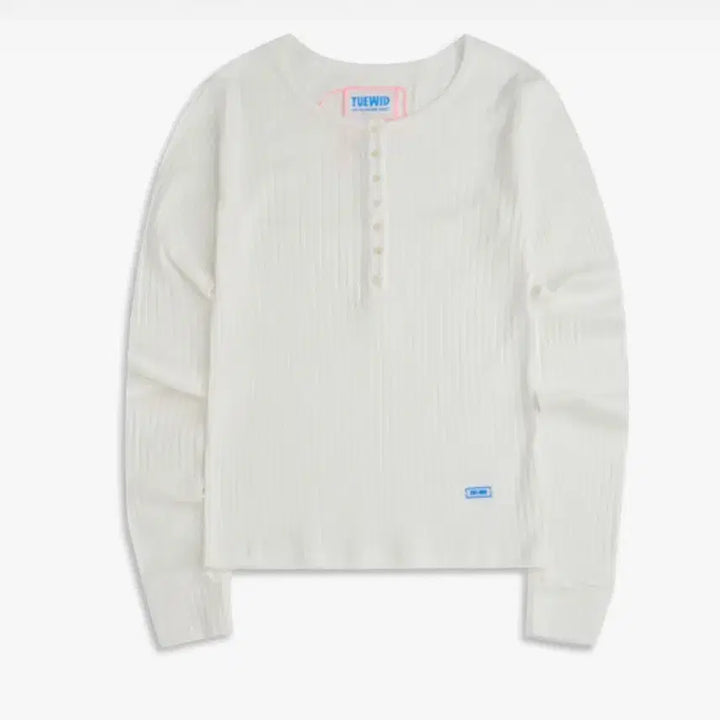 [BUNJANG] Tuewid Mini Henly Neck Long Sleeve T-Shirt White / 투위드 tuewid 미니 헨리넥 긴팔 티셔츠 화이트