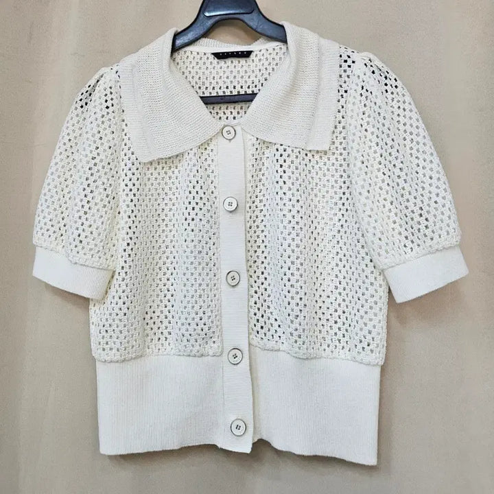 [BUNJANG] Sisley Ivory Short Sleeve Knit Cardigan / 시슬리 아이보리 반팔 니트 가디건